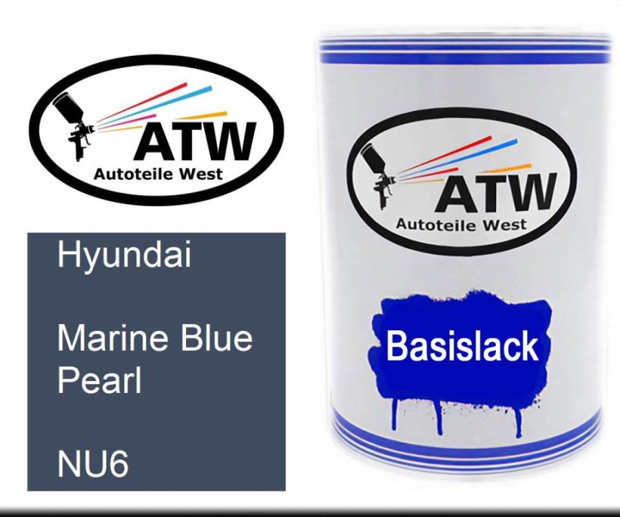 Hyundai, Marine Blue Pearl, NU6: 500ml Lackdose, von ATW Autoteile West.